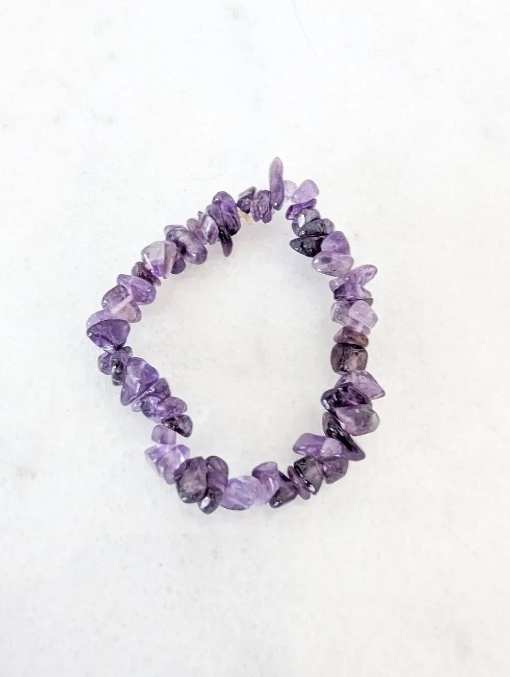 Amethyst Crystal Chip Beaded Stretch Bracelet